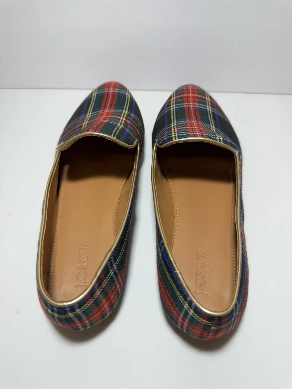 J.Crew Casual Slip-On Stewart Plaid Smoking Slippers Loafers Flats Size 10